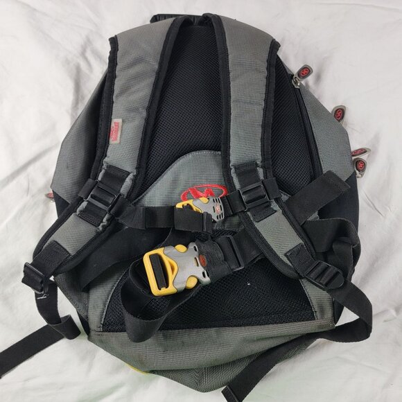 Marker Backpack Gray Yellow Hiking Camping Padded Straps Back Multiple Pockets - Picture 2 of 7